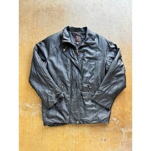 G3 G-III Global Identity Genuine Leather Coat Zip Up Jacket Women (S) Oversized